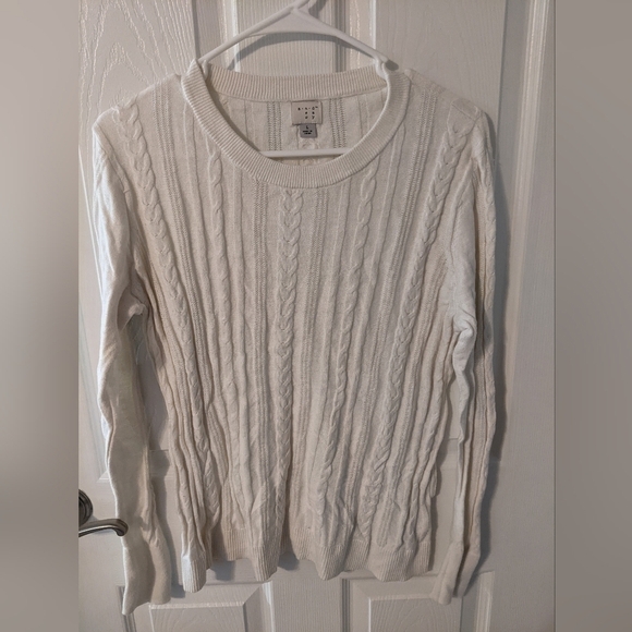 Minimalist Wardrobe Staple White Cable Knit Sweater from‎ a new day Size Large - Picture 1 of 3